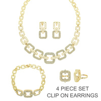 RHINESTONE PAVE CHAIN LINK 4 PIECE SET